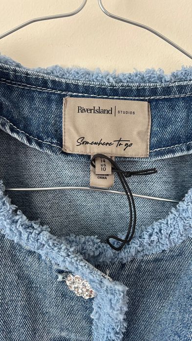 Дънков костюм сако и панталон, River Island. Размер L