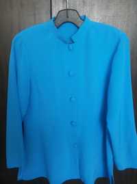 Елегантна копринена дамска риза / блуза в синьо М размер