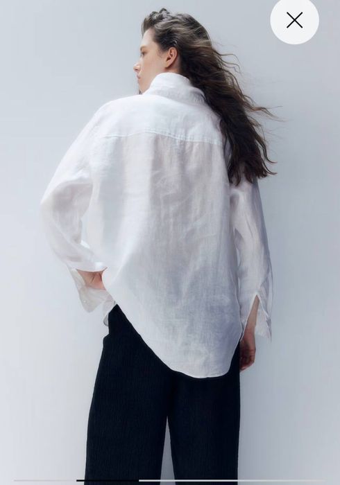 Белая рубашка H&M, Лён,