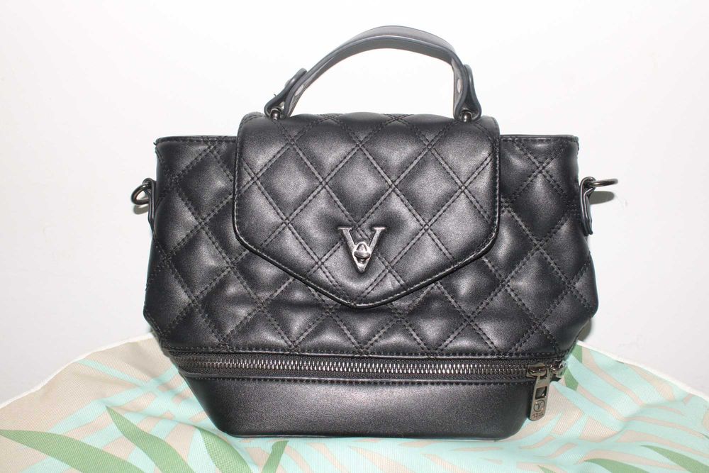 Ежедневна дамска чанта V, черна, еко кожа