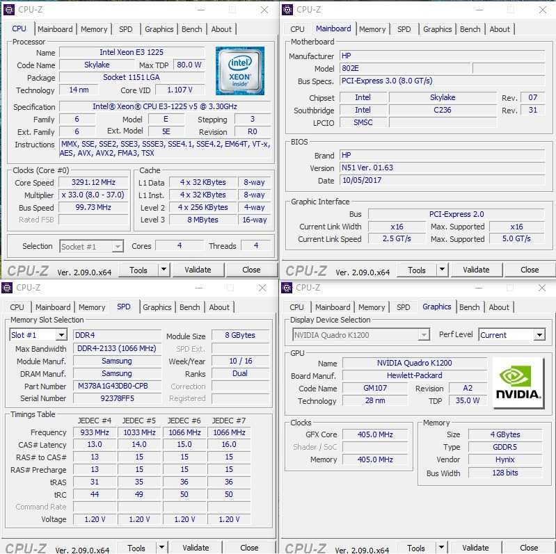 Computer HP Z240 Xeon E3 1225, 8GB DDR 4, SSD 120GB, Video 4 GB DDR5.