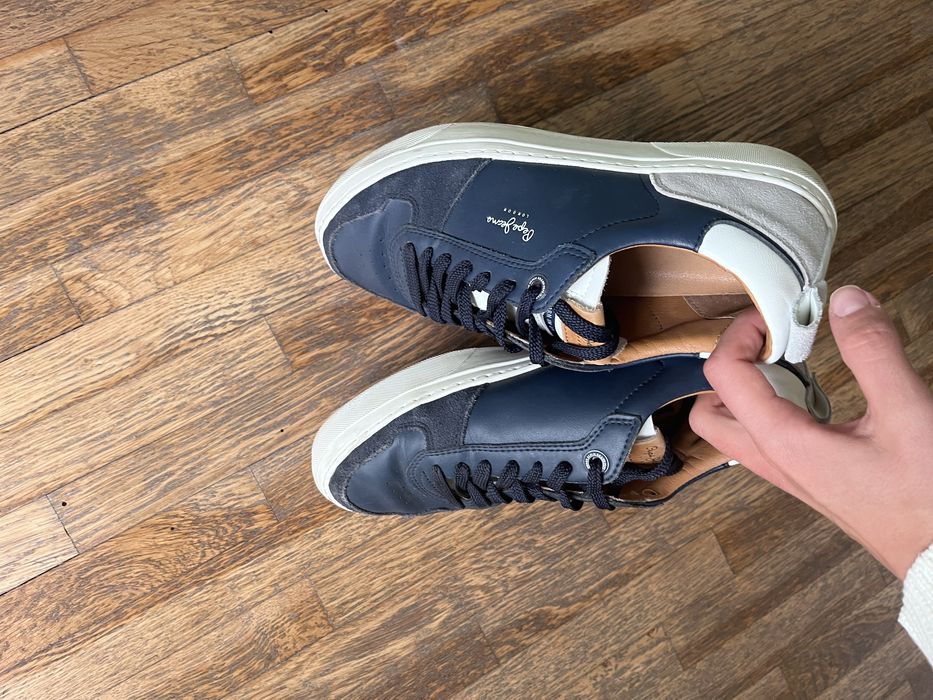 Тъмно сини мъжки кожени маратонки Pepe Jeans