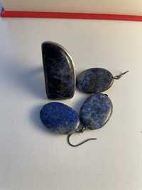 Set  argint cu Lapiz Lazuli, inel, cercei si pandantiv