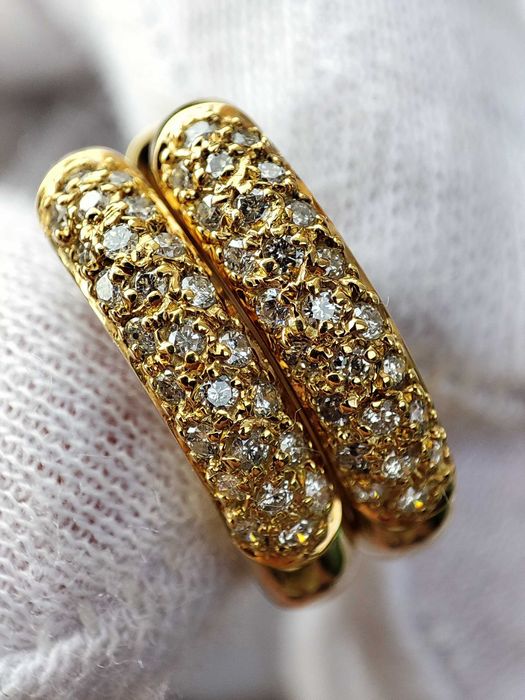Cercei Aur 14K Cu Diamante Brilliante Catusa Creole Roate Unicat