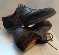 Pantofi oxford 39 39.5 brogue lucrati manual La Martina piele naturala