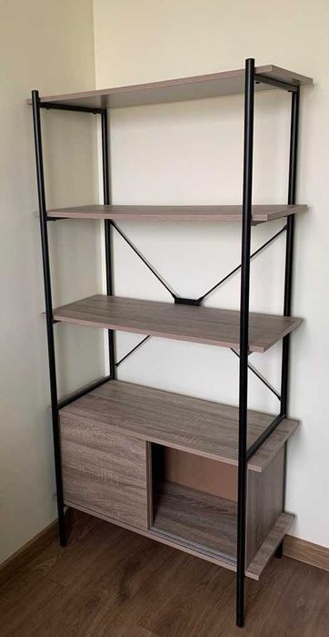 Етажерка шкаф 5 рафта цвят светъл дъб/черно от Jysk