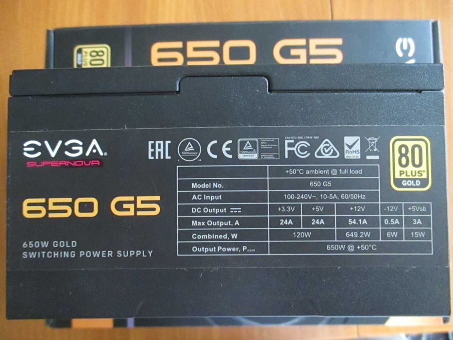 Мoдулно захранване EVGA SuperNOVA 650 G5 80 Plus Gold 650W, ATX 2.4