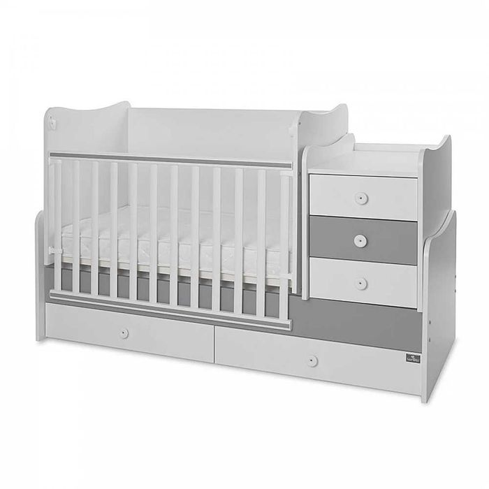Бебешко легло LORELLI Maxi Plus 70/160 Бяло/Stone Grey + Матрak