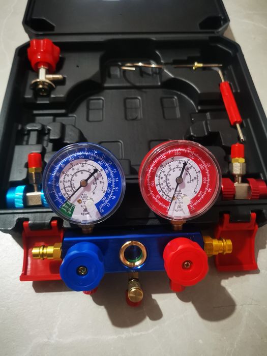 Set trusa baterie manometre verificat freon/clima auto, AC