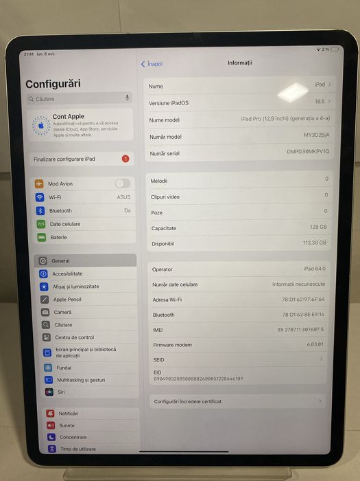 Ipad Pro Gen 4 128 Gb cellular-Wifi #46327