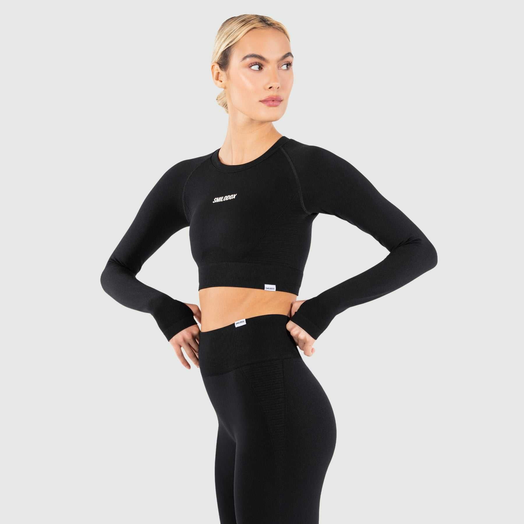 НОВО Smilodox Long Sleeved SEAMLESS CROPPED Top дамски топ - М