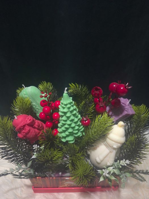 Коледна аранжировка „Зимна кутия“ – ръчна изработка