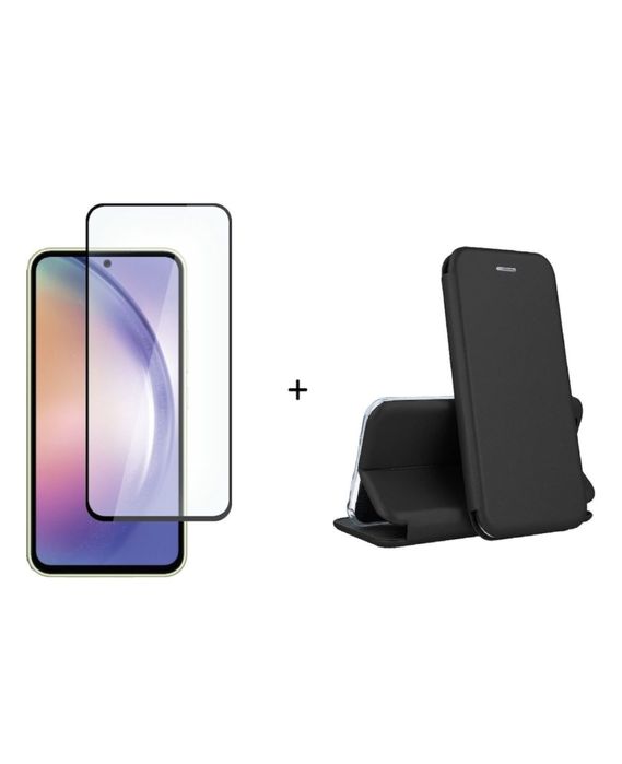 Samsung A17/A26/A55/A56 Combo Husa Flip Carte Piele Eco + Folie Sticla