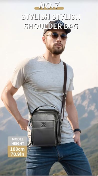 -9%Промоция•Универсална и Стилна черна кожена мъжка чанта Bullcaptain*