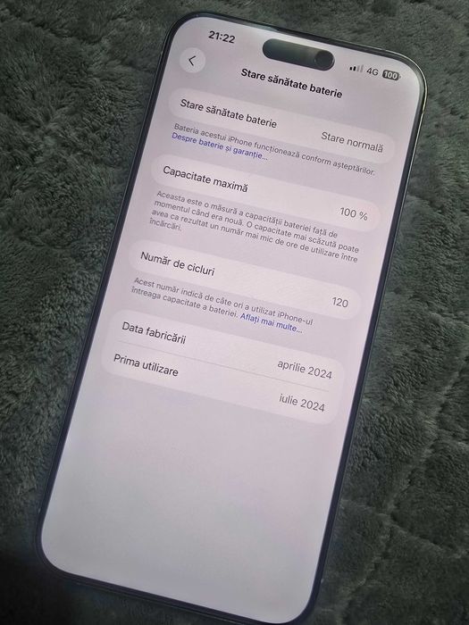 iPhone 15 Pro Max ,256Gb , 100%sanatate baterie , IMPECABIL !