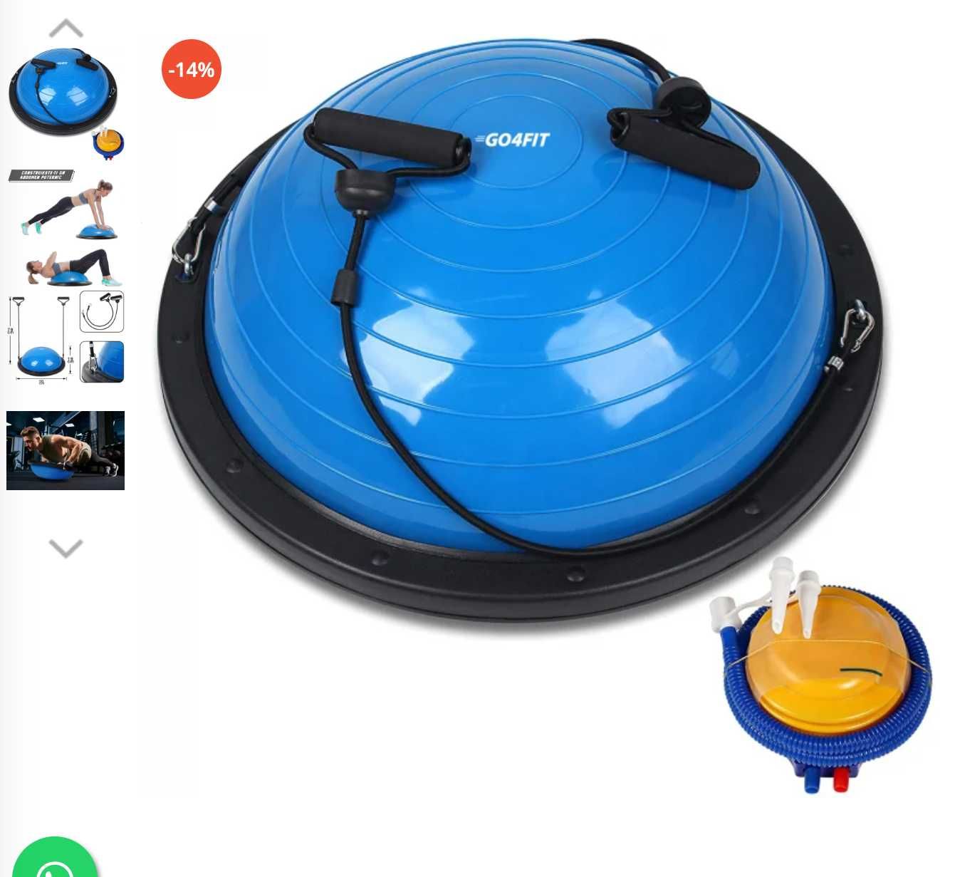 NOUA- Minge echilibru bosu, GO4FIT, cu manere si pompa