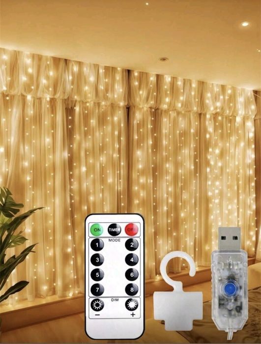 коледна завеса с лампички 3×3 метра