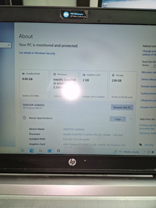 Laptop HP Probook I5 gen 6-a