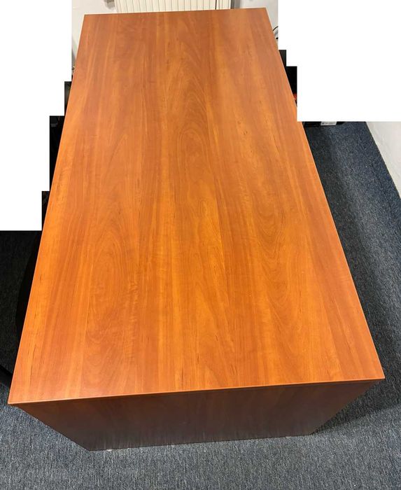 vand set birou lemn masiv stejar + comoda roti 3 sertare cu cheie