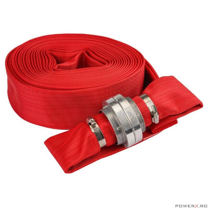 Furtun apa irigatii 2"20 metri, tip pompieri 8 bari, cu cuple, Red