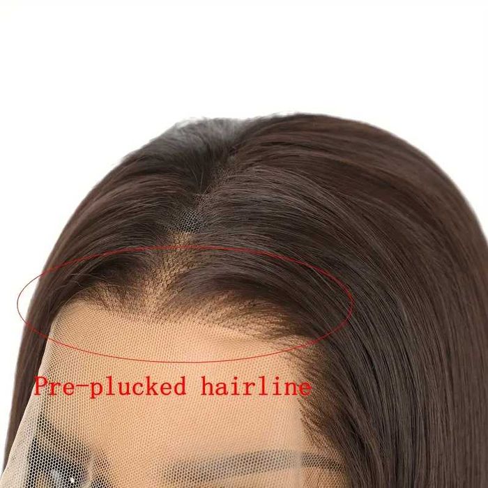 Дълга права тъмно кафява перука с дантела 13x4