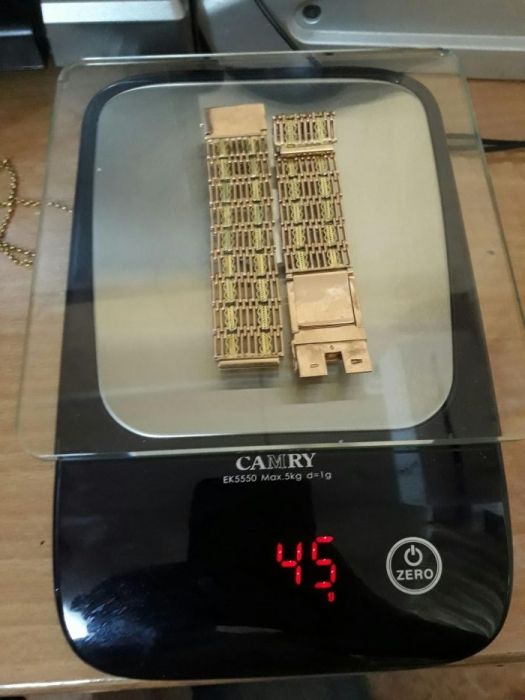 Золотой браслет для мужских часов, 45 грамм