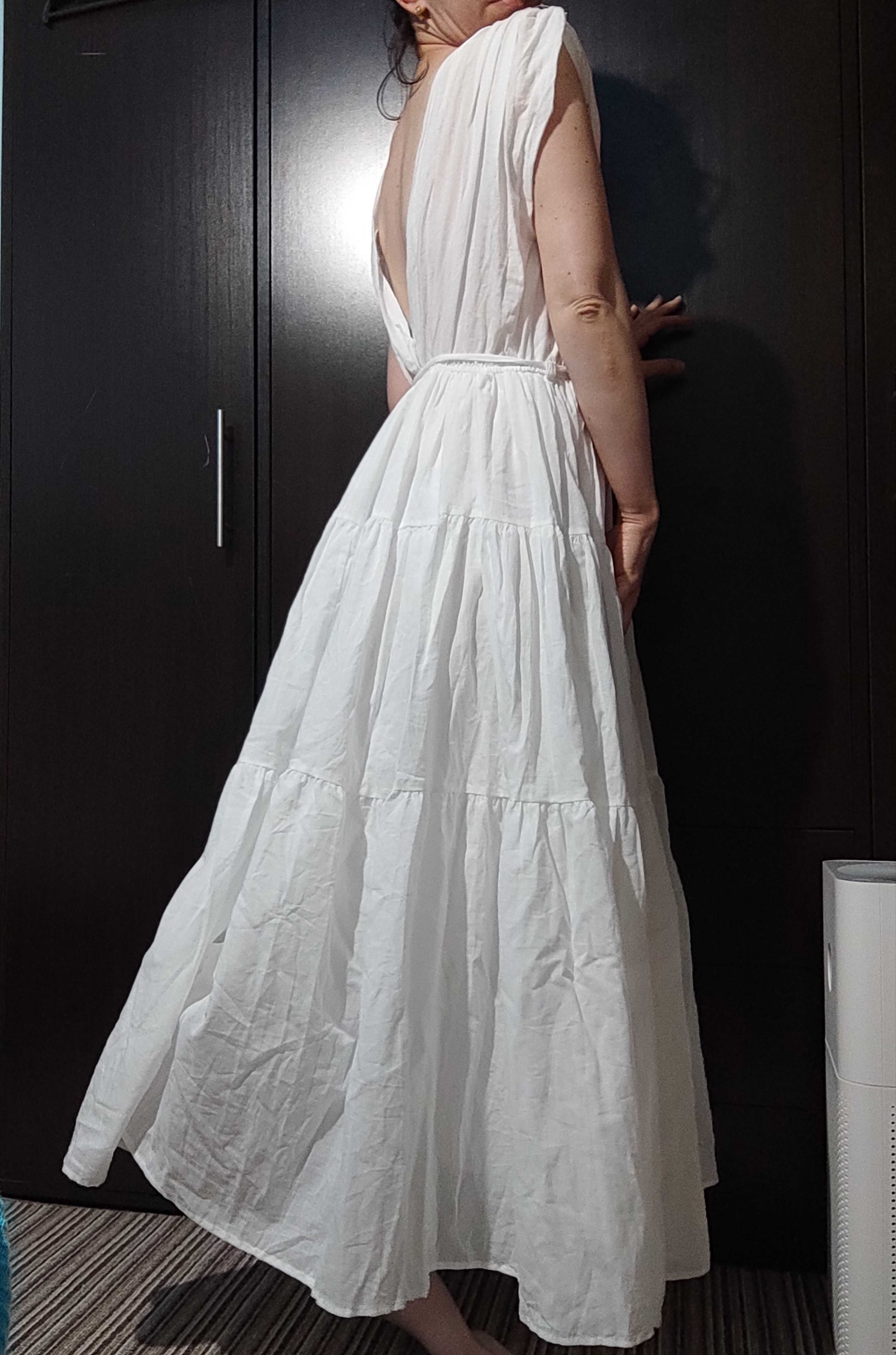 Дълга бяла рокля Reserved/ Елегантна рокля с лен НМ/ Къса черна рокля