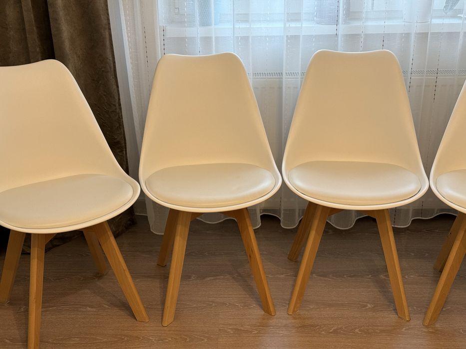 Scaune moderne albe – set 4 bucăți