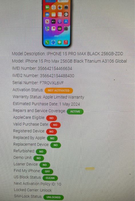iPhone 15 pro max 256 gb
