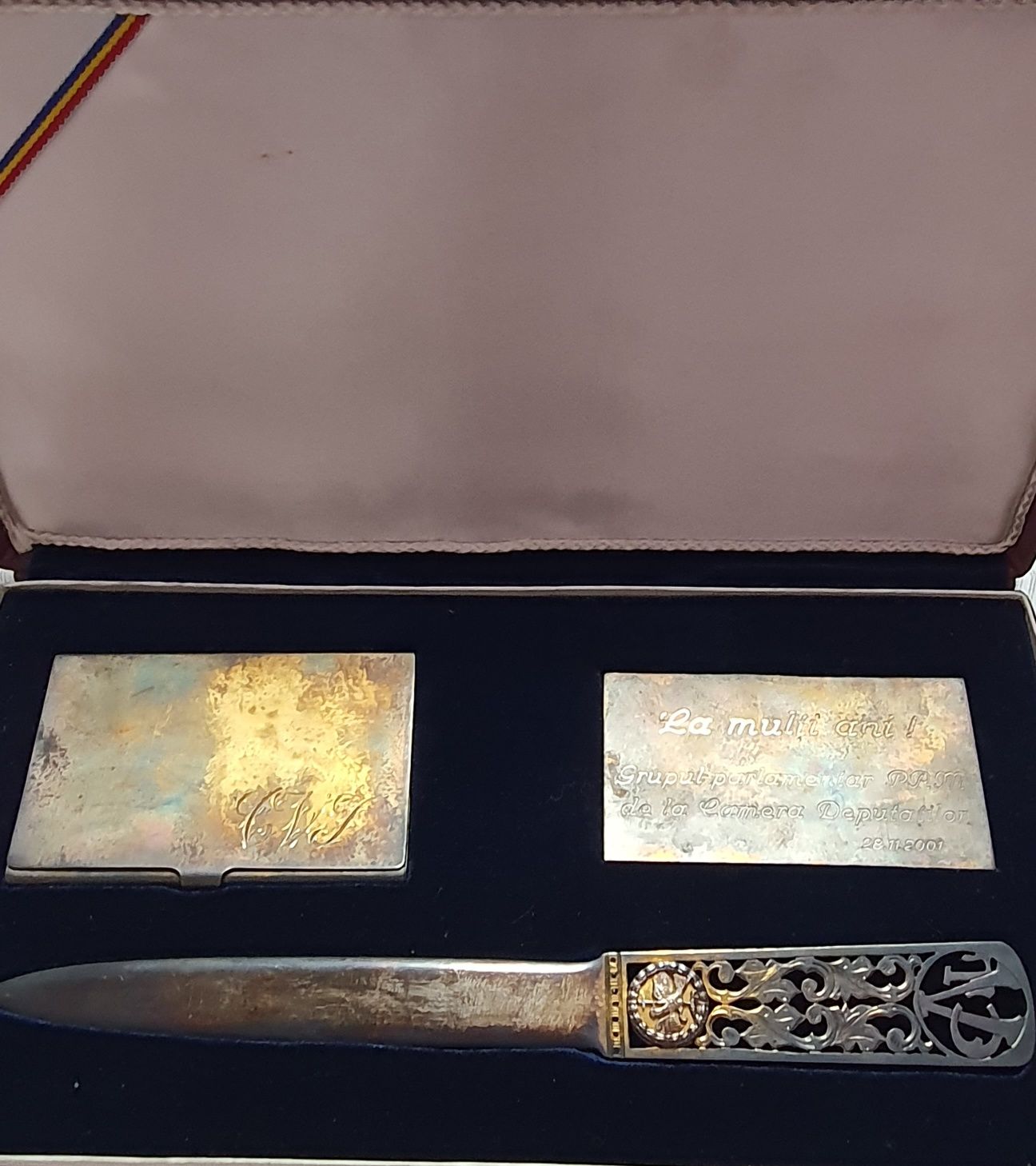 Set birou argint suflet cu aur 24k ce a aparținut lui Corneliu Vadim T