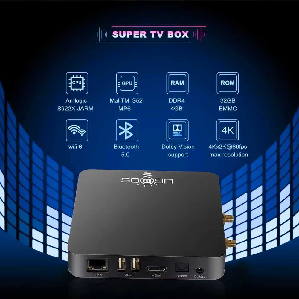Ugoos AM6B Plus Wifi-6 Smart Android 9,0 Amlogic S922X-J DDR4 4ГБ 32ГБ