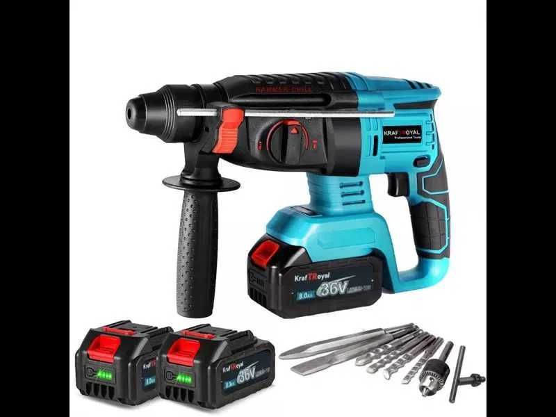 Безчетков Акумулаторен перфоратор KraftRoyal 36V 8Ah 2 батерии + куфар