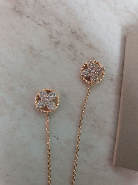 14 к.златни обеци и Van cleef *сребърна гривна с мойсанити