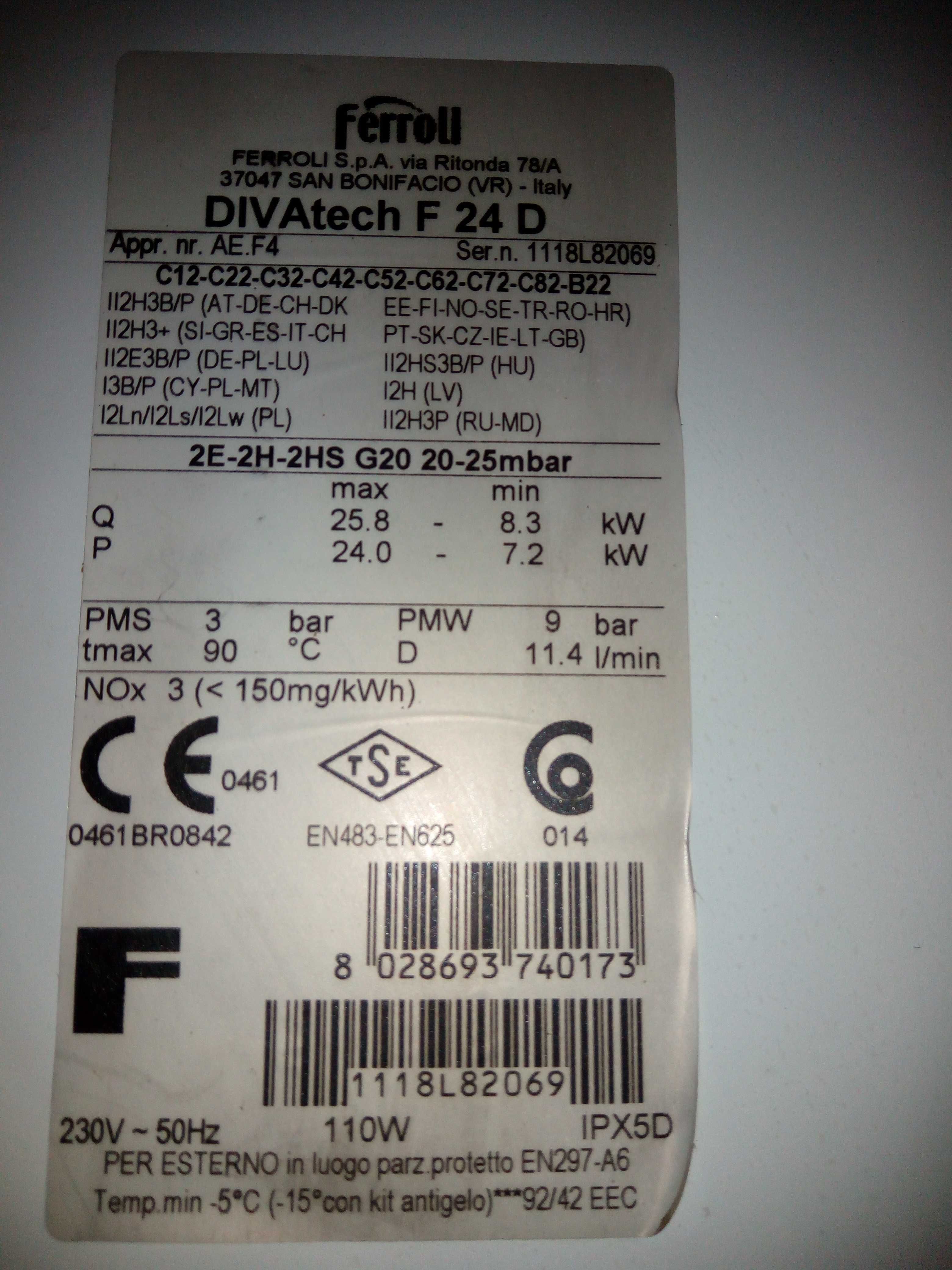 Piese de schimb centrala FERROLI DIVAtech F24 D.