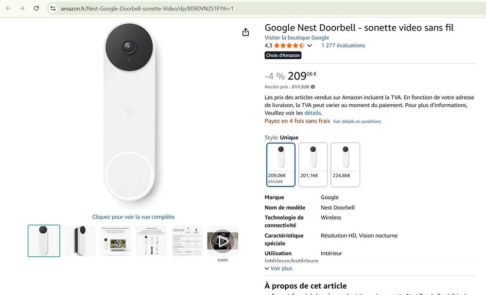 Google Nest Doorbell - sonerie video fără fir