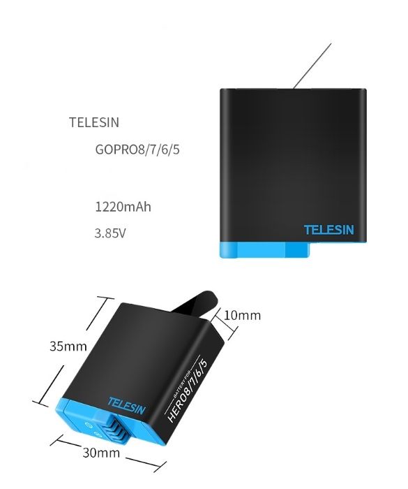 Батарейки TELESIN на GoPro 5-6-7-8-9-10 / аккумуляторы для экшн камер