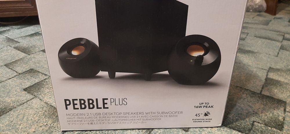 Тонколони Creative Pebble Plus 2.1, 8W RMS, Черни