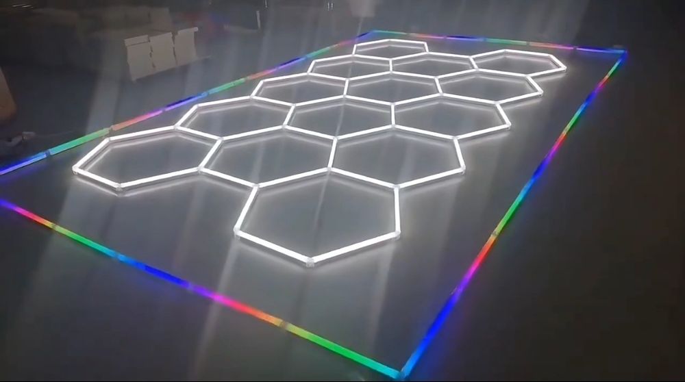 Kit 14 Lumini Hexagon RGBW Symphony HoneyComb iluminat garaj detailing