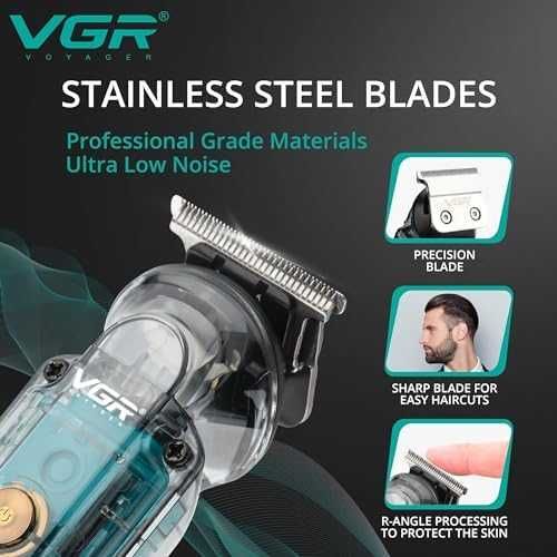 Нов Мъжки Тример за Брада Мустаци и Нос VGR, USB-C, LED, 180 Мин, IPX6