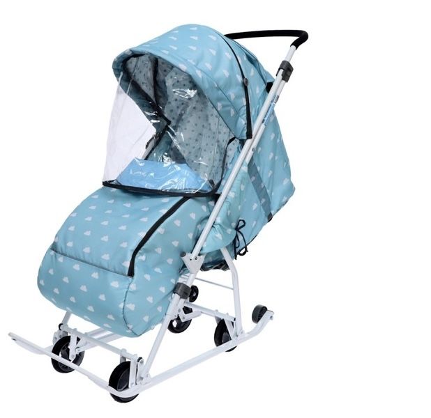 Санки-Коляска,новые,цвет голубой