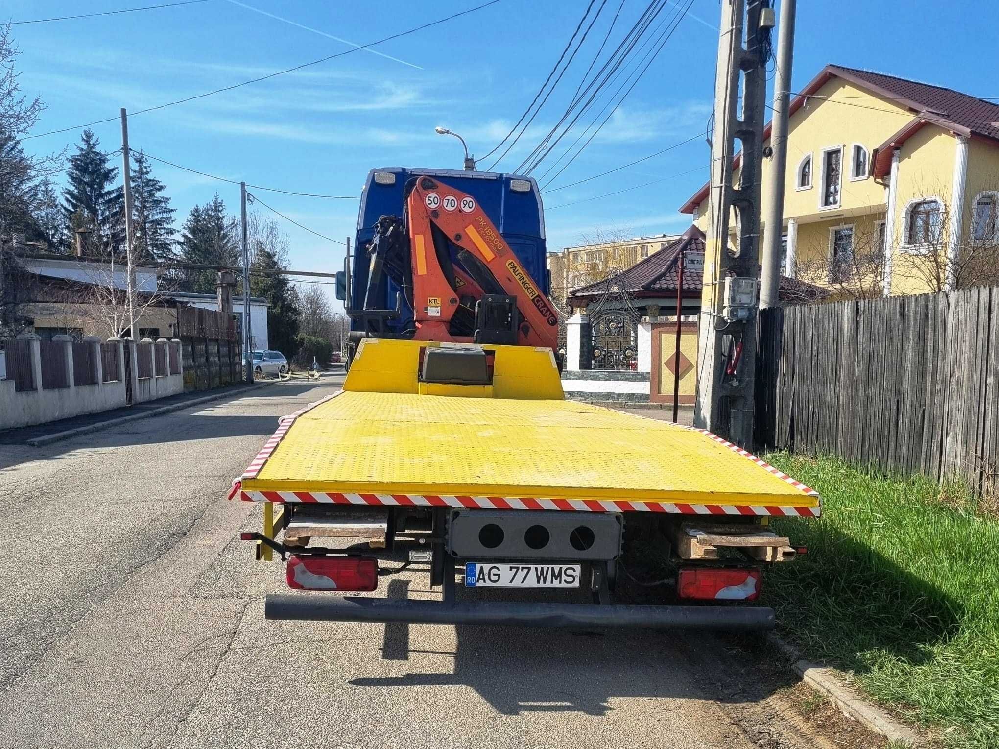MAN TGA util 16 tone, macara 9 m, pentru utilaje grele de constructii