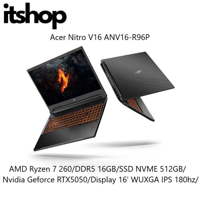 Acer Nitro V16 AMD R7 260/16GB/512GB/RTX5050 8GB/16' FHD+ 180hz IPS