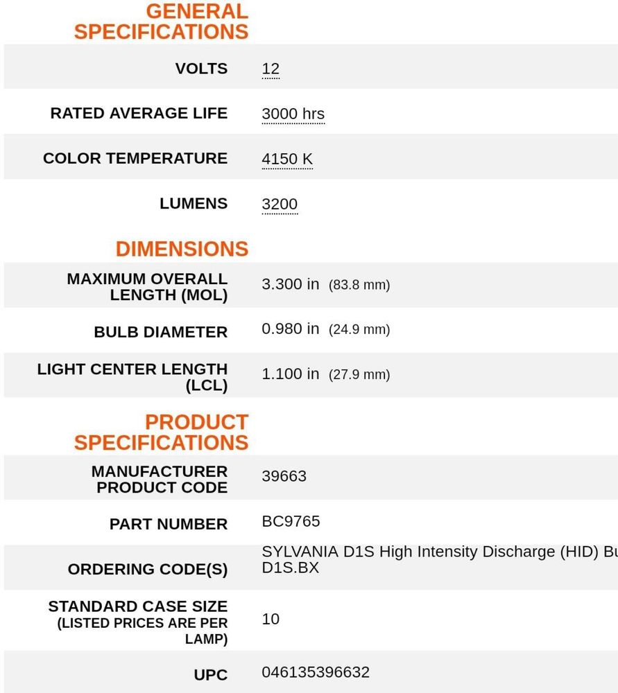 Крушка d1s Osram Xenarc SYLVANIA D1S HID Headlight Bulb ориг