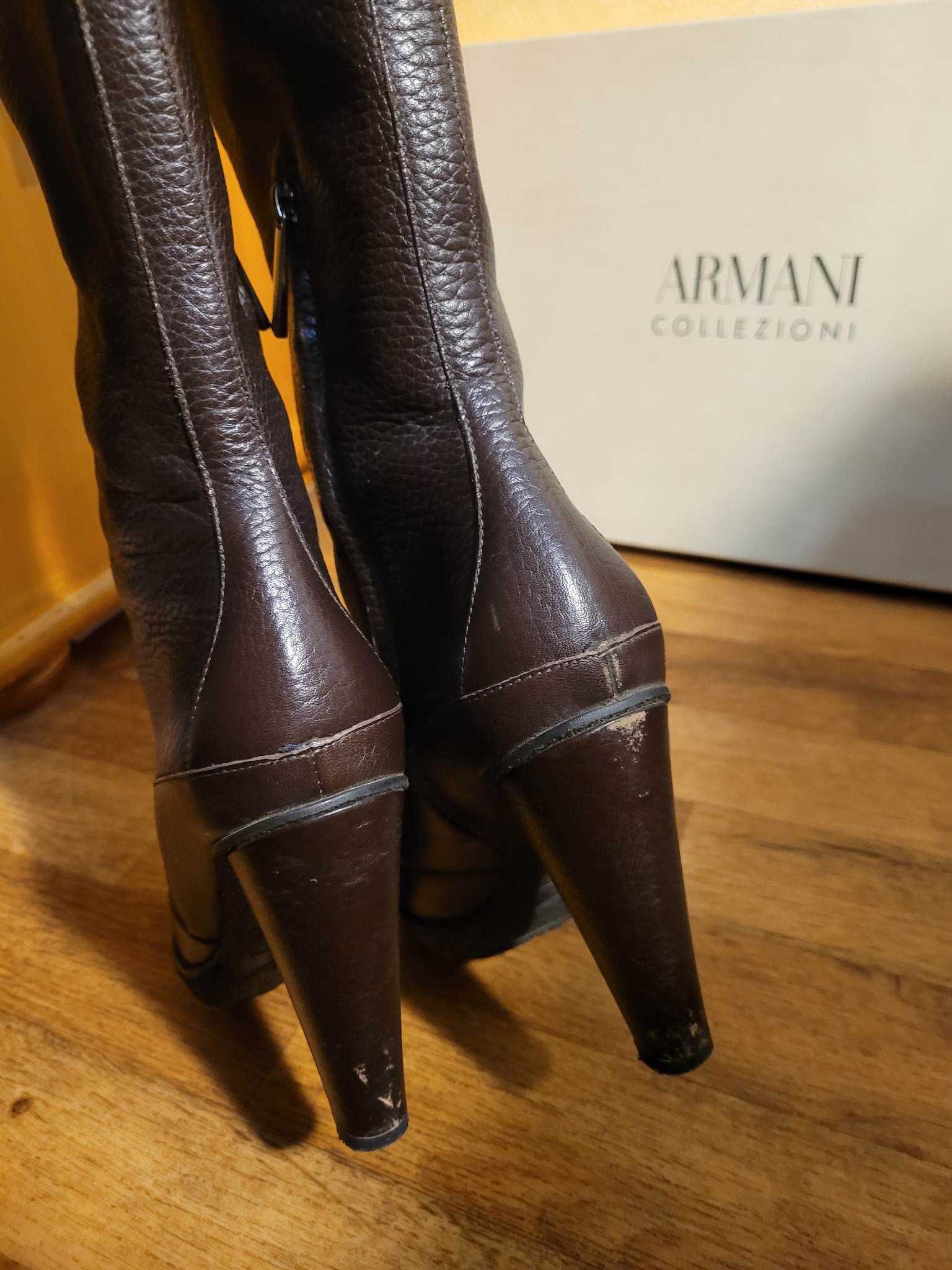 Сапоги Armani, 39 размер , женские, осенние, коричневые, на каблуке