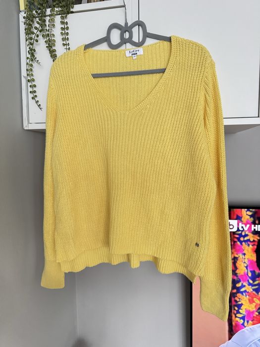 Пуловер в жълто плетен от памук Leger by lena gercke