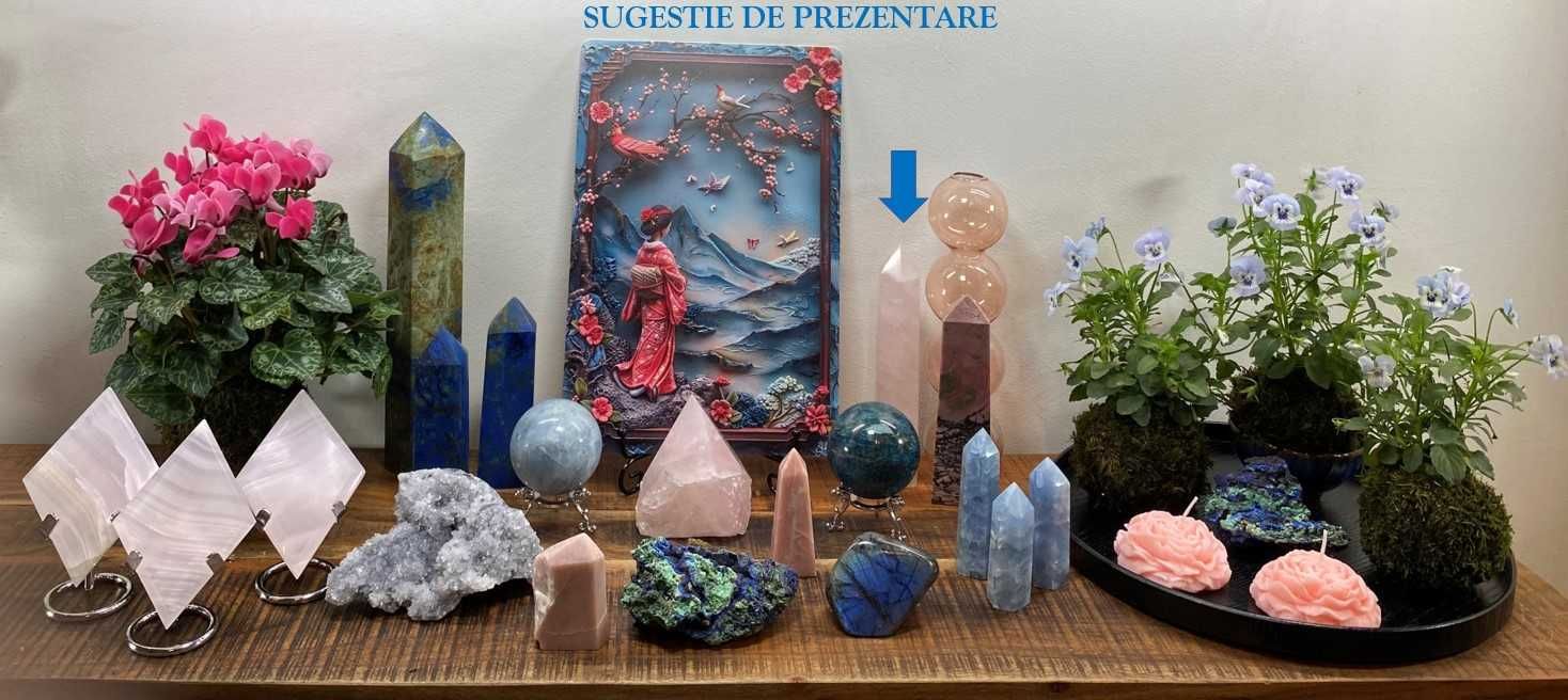 Cristale/Minerale - Cuart Roz - Obelisc piatra semipretioasa