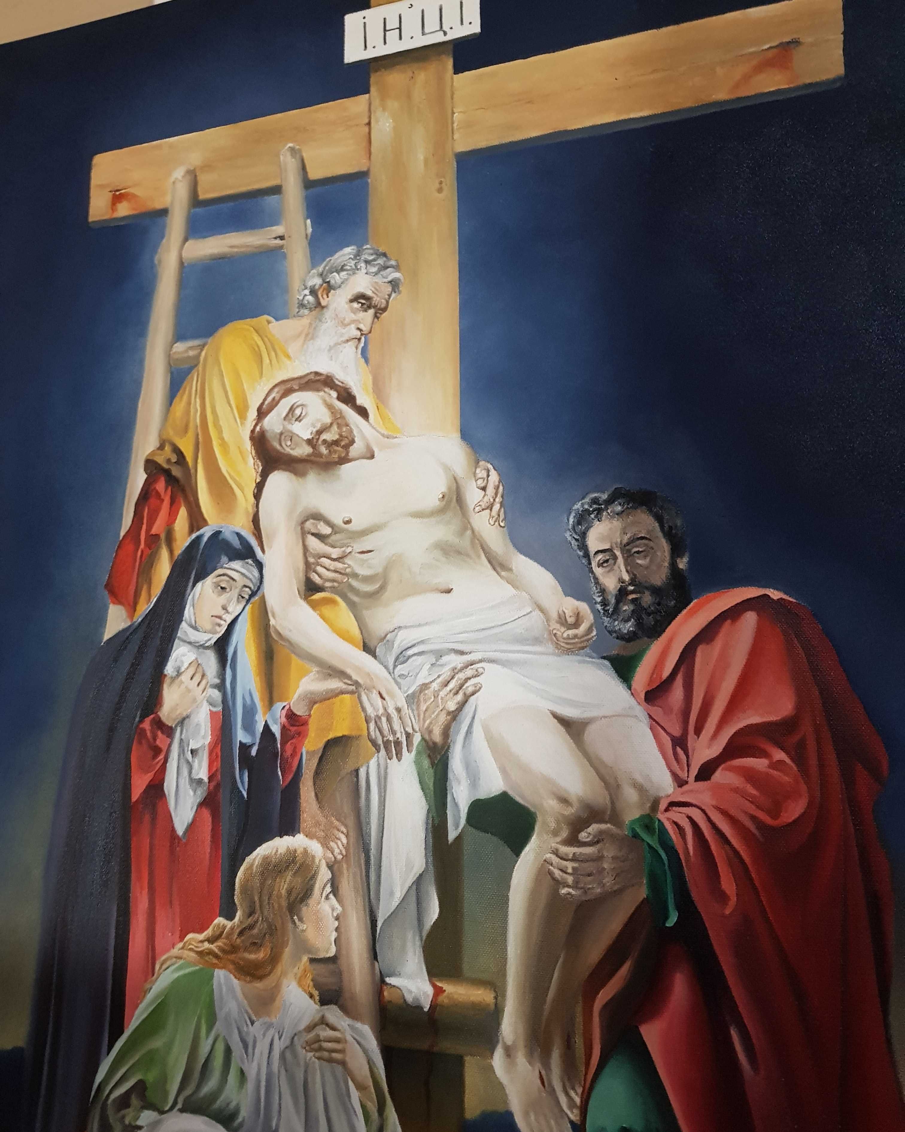 Coborarea de pe cruce, tablou religios pictat manual