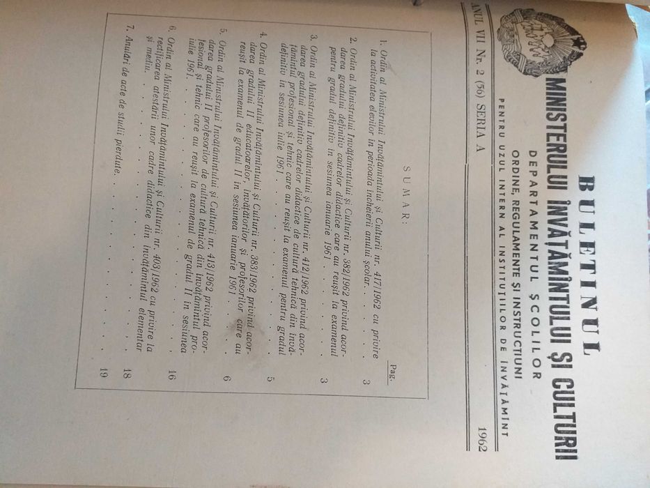 22 Buletine Oficiale Ministerului Invățământ. Rep.Soc Rom.vechi 70 ani