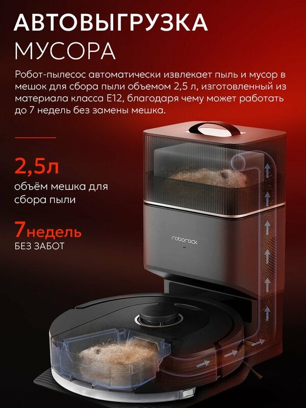 Робот-пылесос Roborock Q5 Pro plus, Русифицированная версия, (черный)