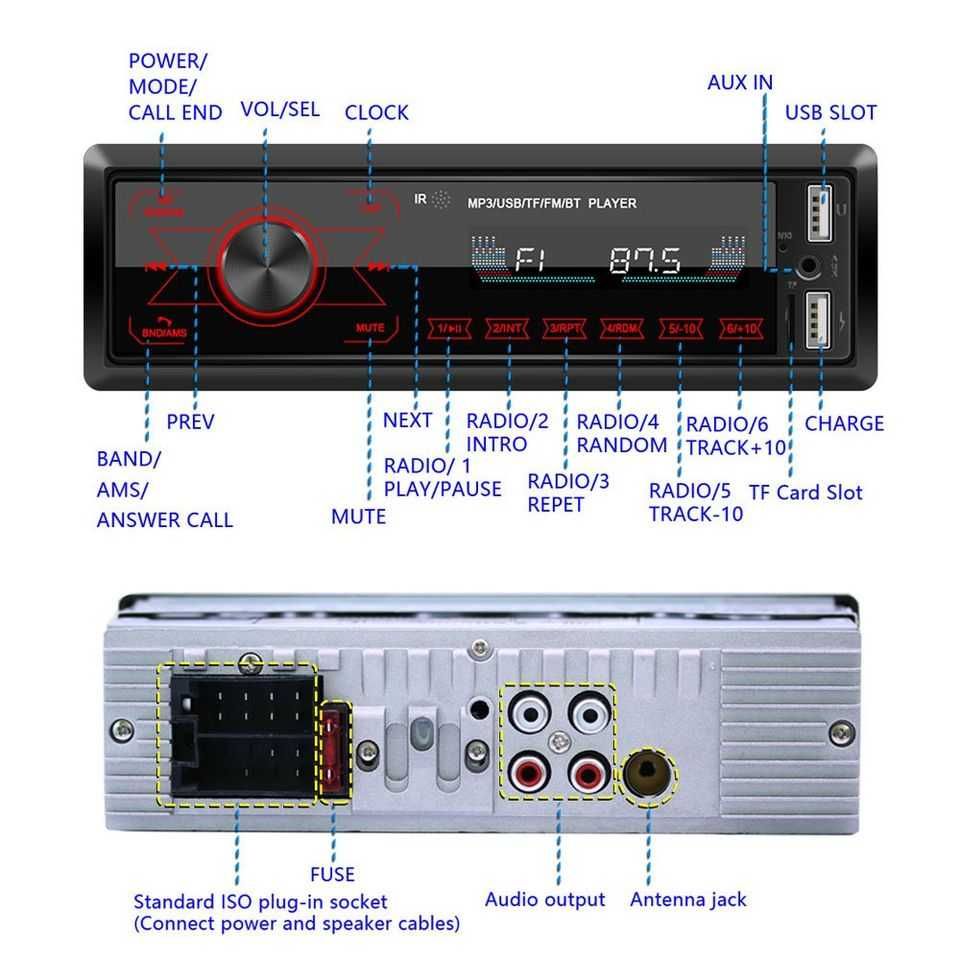 radio auto mp3 player cu bt 4x60